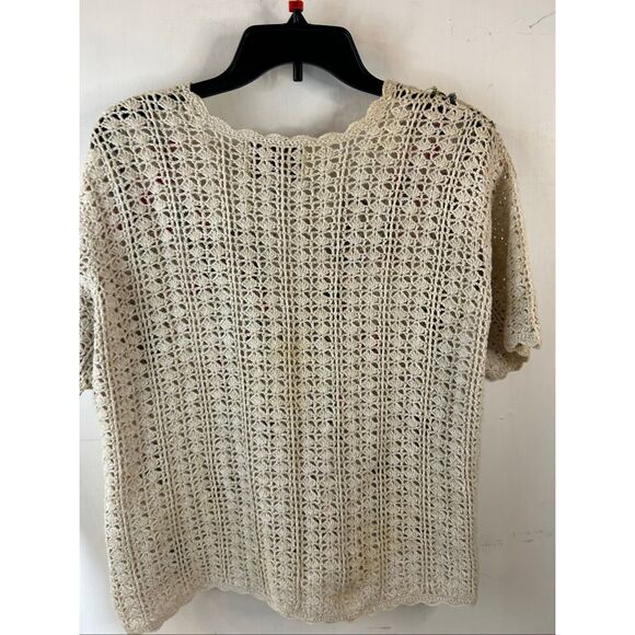 Heirloom Collection Crochet sweater large flowers buttons rn383437 - Picture 7 of 10